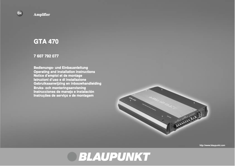 Page 1 de la notice Manuel utilisateur Blaupunkt GTA 470
