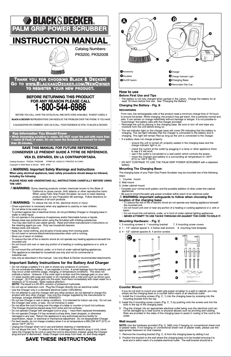 Page 1 de la notice Manuel utilisateur Black & Decker PKS200G