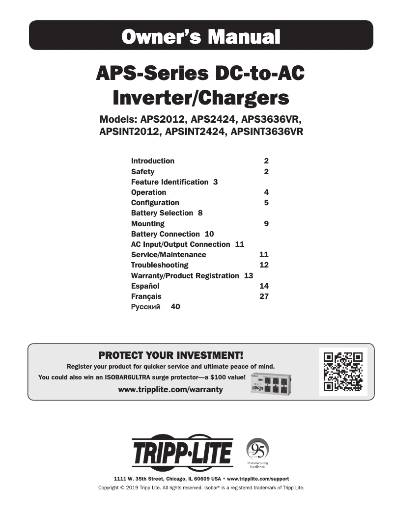 Page n°1 - Manuel utilisateur Tripp Lite APSINT3636VR