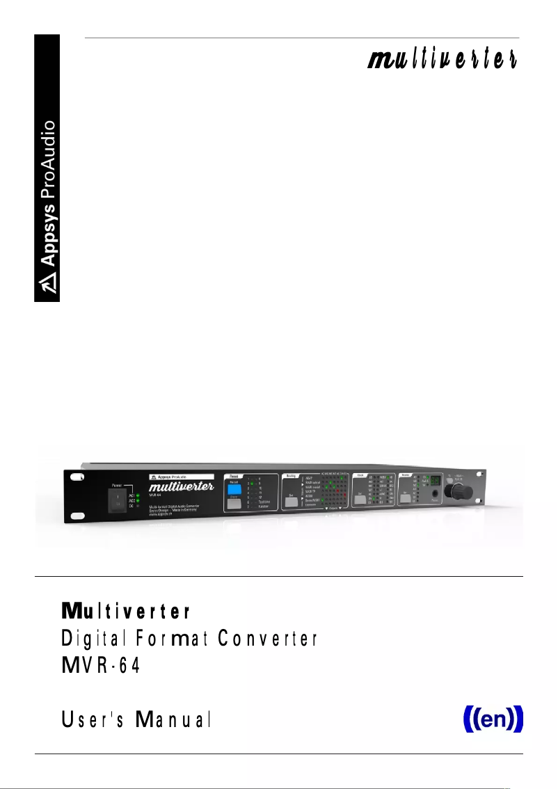 Página 1 del manual Manual de usuario Appsys ProAudio MVR-64