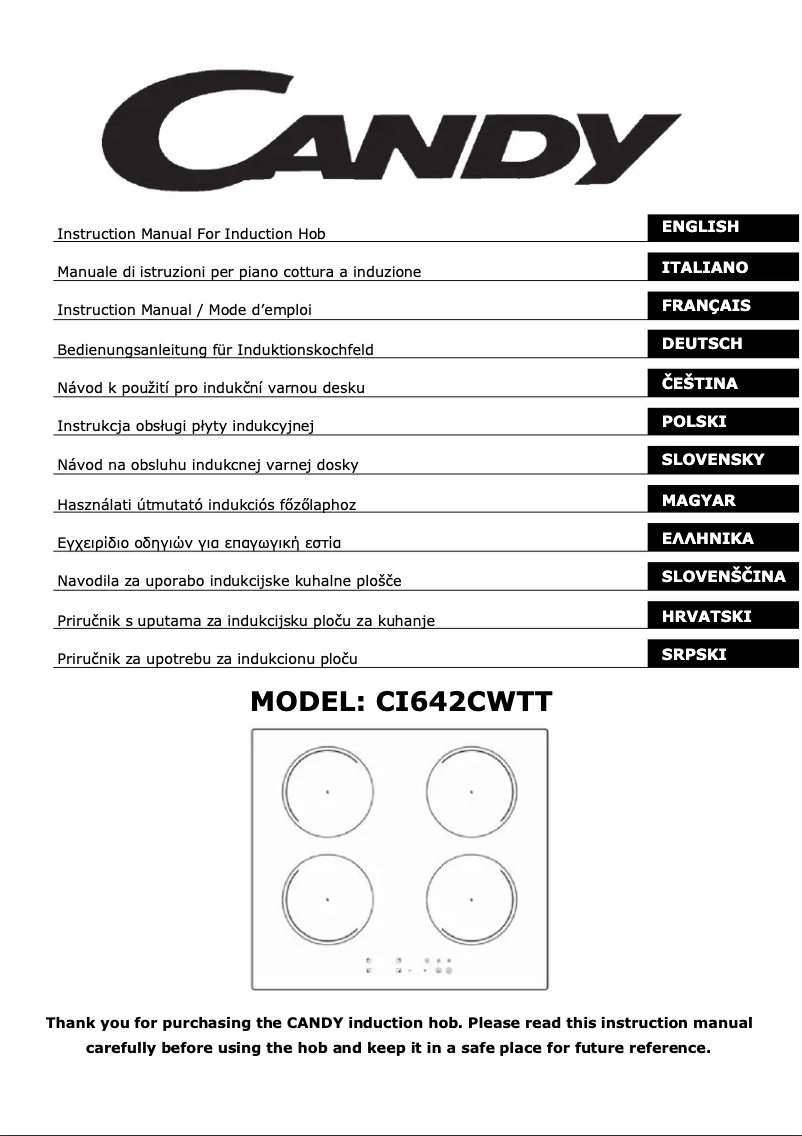 Page n°1 - Manuel utilisateur Candy CI642CWTT