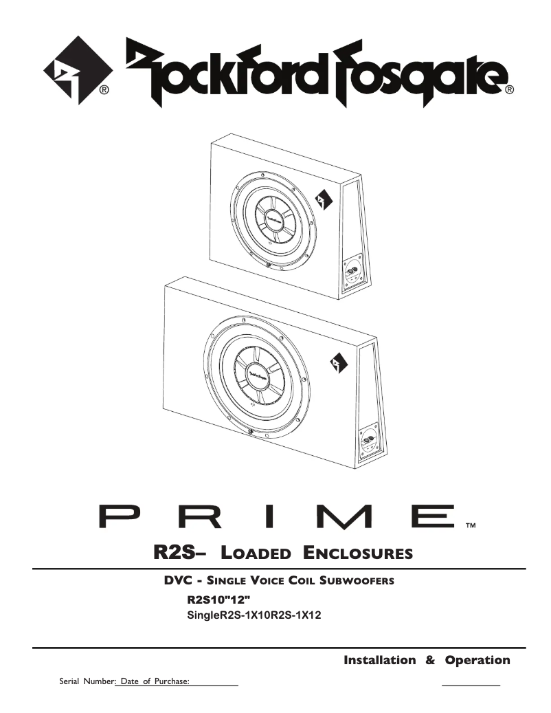 Page n°1 - Manuel d'utilisation et d'entretien Rockford Fosgate Prime R2S-1X10
