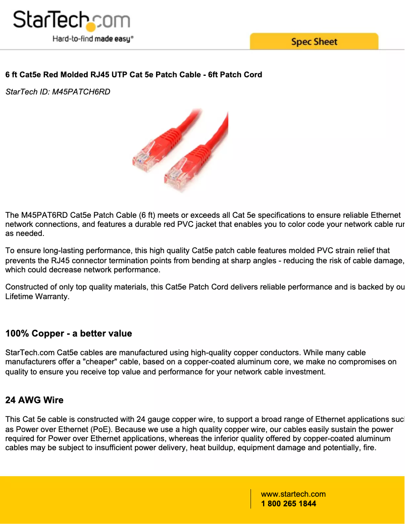 Page 1 de la notice Manuel utilisateur StarTech.com M45PATCH6RD