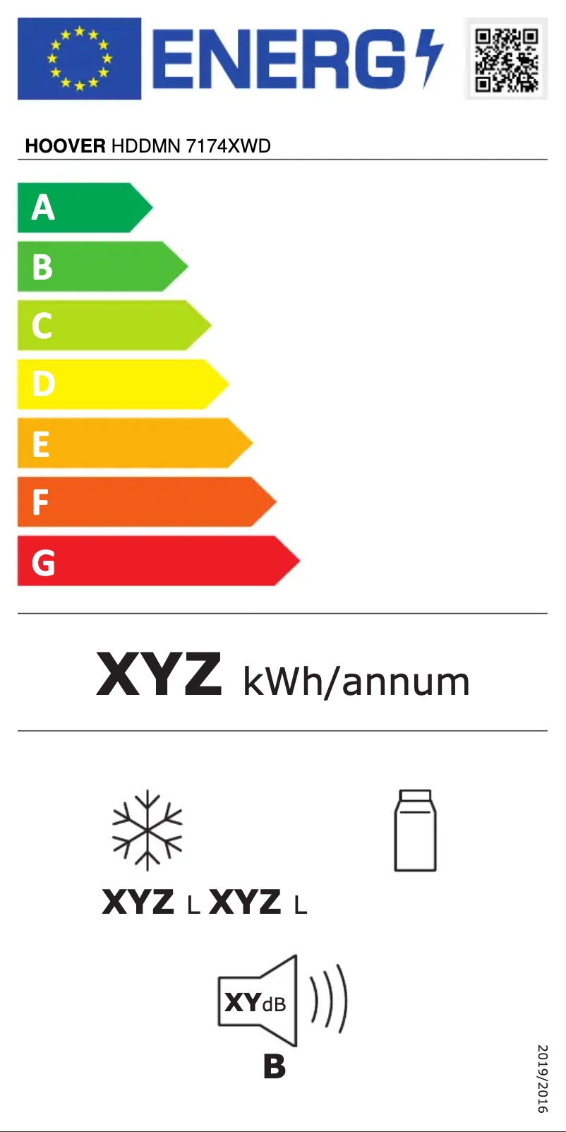 Page n°1 - Label énergétique Hoover H-FRIDGE 500 Maxi HDDMN 7174XWD