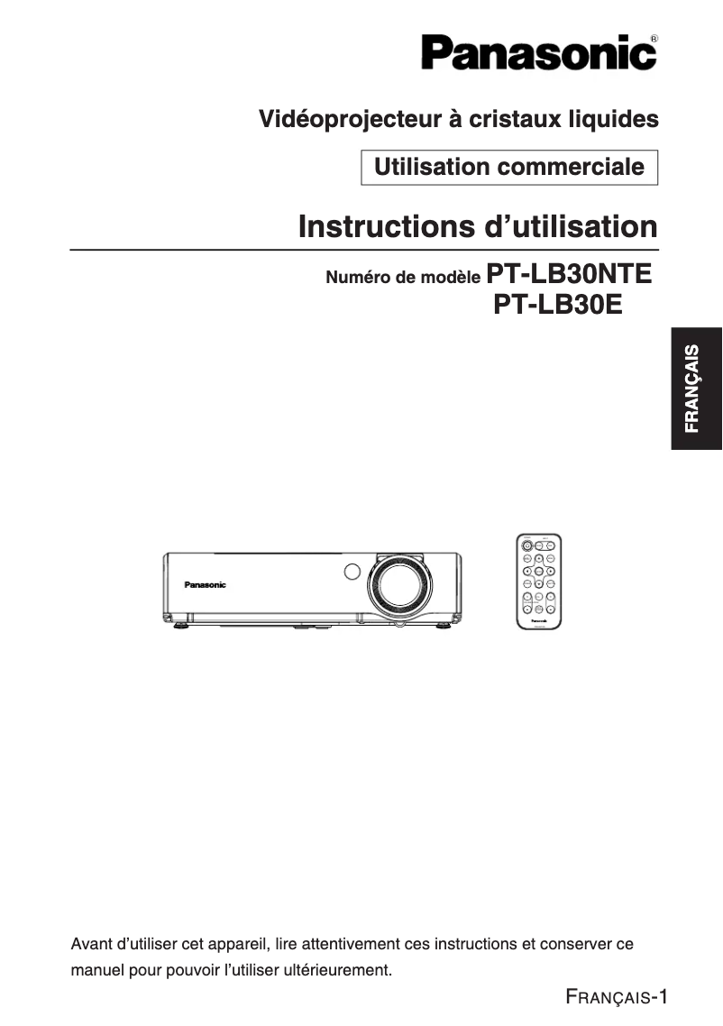 First page image of the manual for PT-LB30NTE