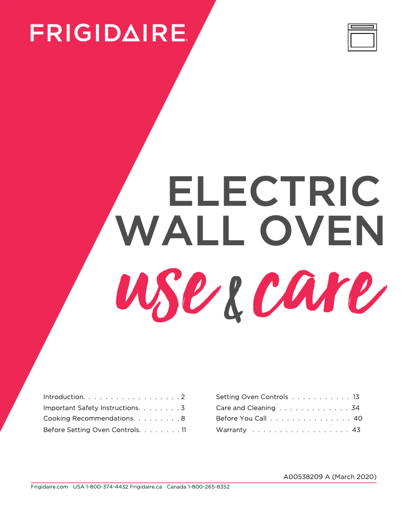 Page n°1 - Manuel d'utilisation et d'entretien Frigidaire FGEW3069UF