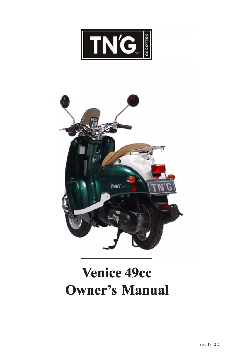 Page 1 de la notice Manuel utilisateur TN'G Venice 49cc