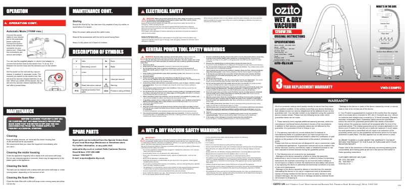 Image de la première page du manuel de l'appareil VWD-1220PTU