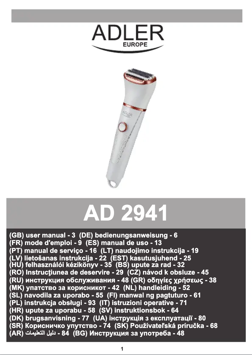 Imagen de la primera página del manual del dispositivo AD 2941