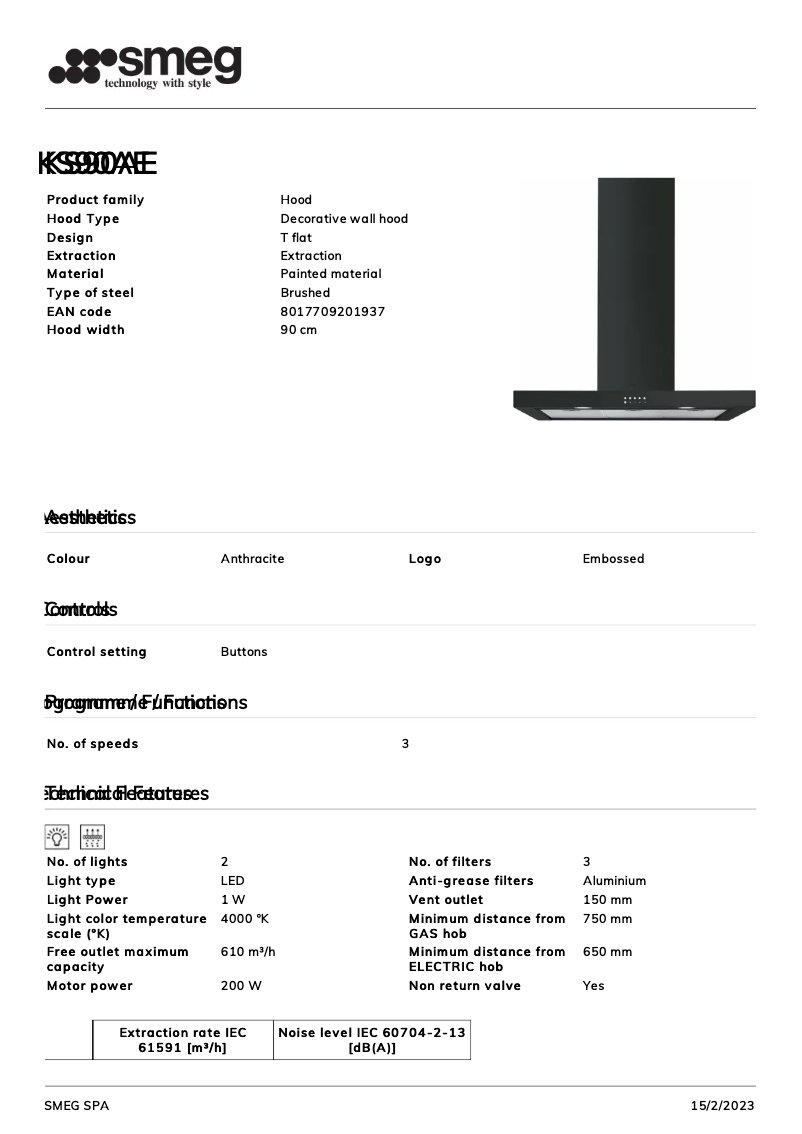 Page 1 de la notice Brochure Smeg KS90AE