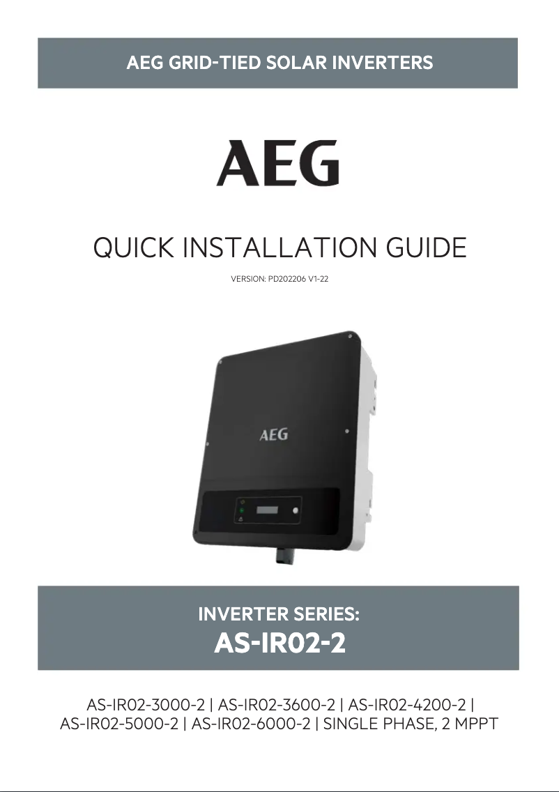 Page n°1 - Manuel utilisateur AEG AS-IR02-4200-2