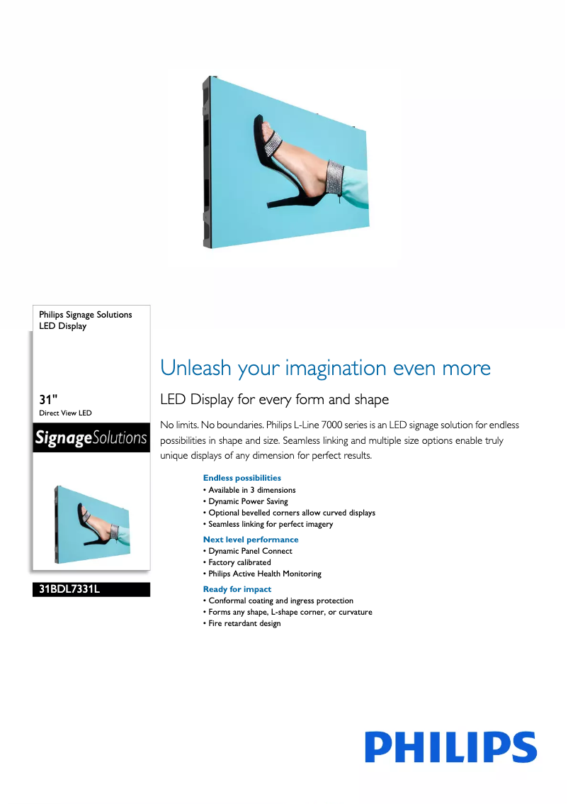 Página 1 del manual Ficha técnica Philips 31BDL7331L