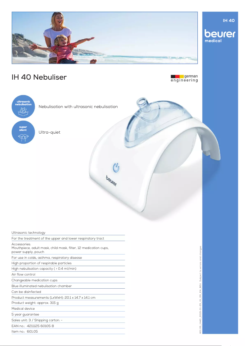 Page n°1 - Fiche technique Beurer IH 40