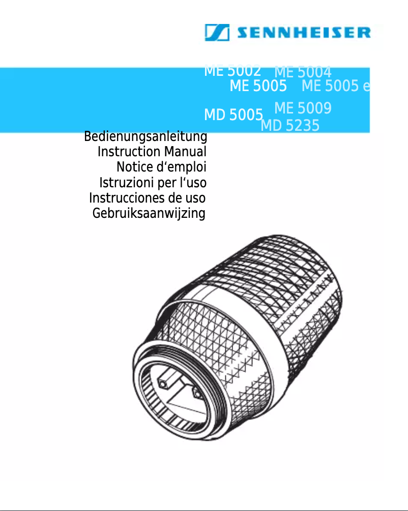 Page 1 de la notice Manuel utilisateur Sennheiser ME 5009