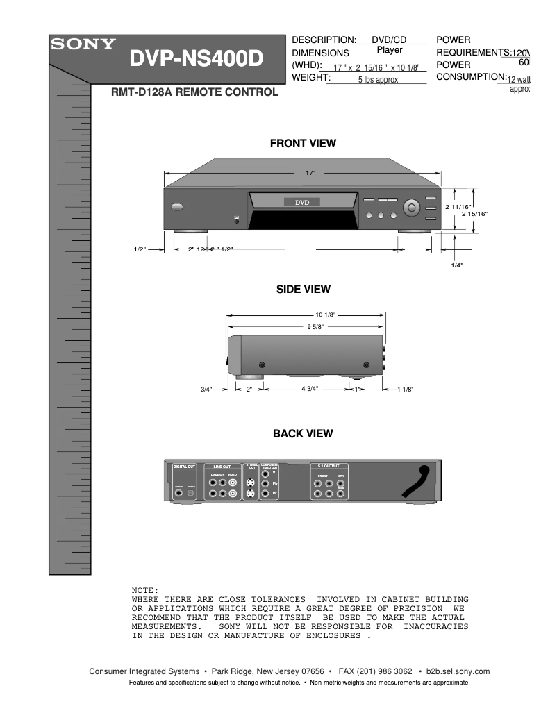 Image de la première page du manuel de l'appareil DVP-NS400D