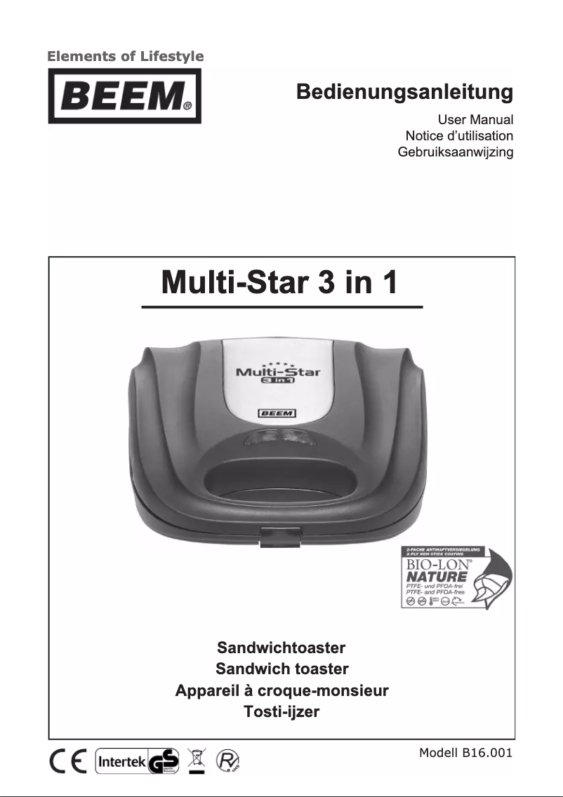 Page 1 de la notice Manuel utilisateur BEEM Multi-Star