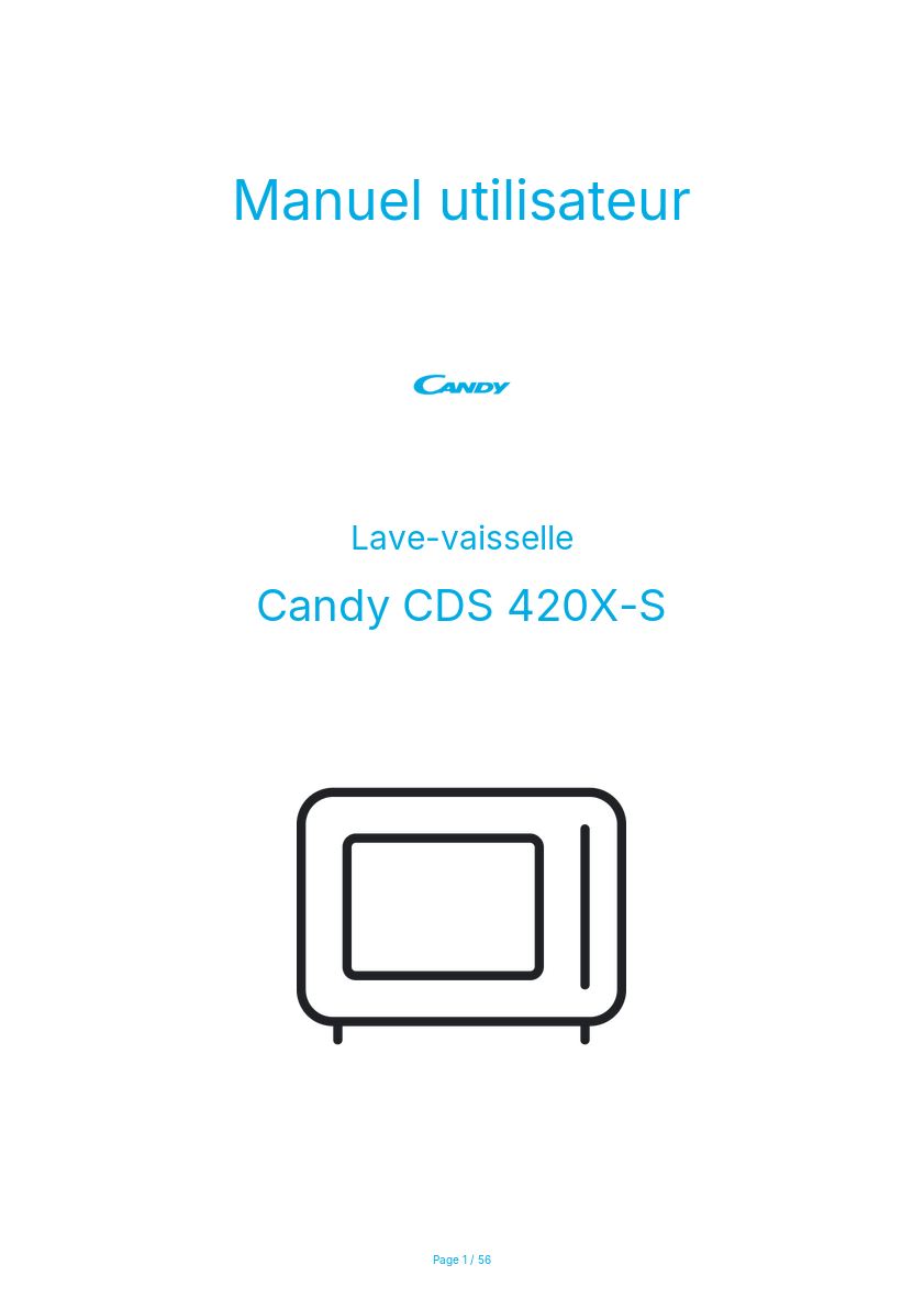 Page n°1 - Manuel utilisateur Candy CDS 420X-S