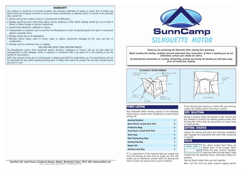 Image de la première page du manuel de l'appareil Silhouette Motor