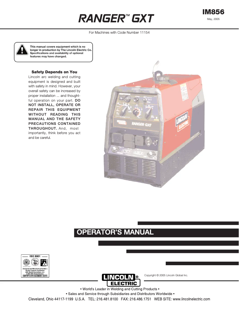 Página 1 del manual Manual de usuario Lincoln Electric Ranger GXT