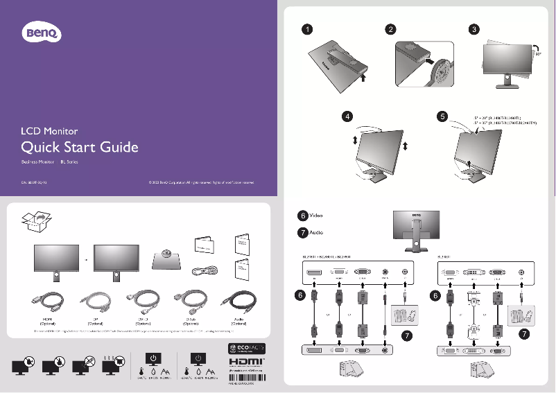 Page n°1 - Guide de démarrage rapide BenQ BL2483TM