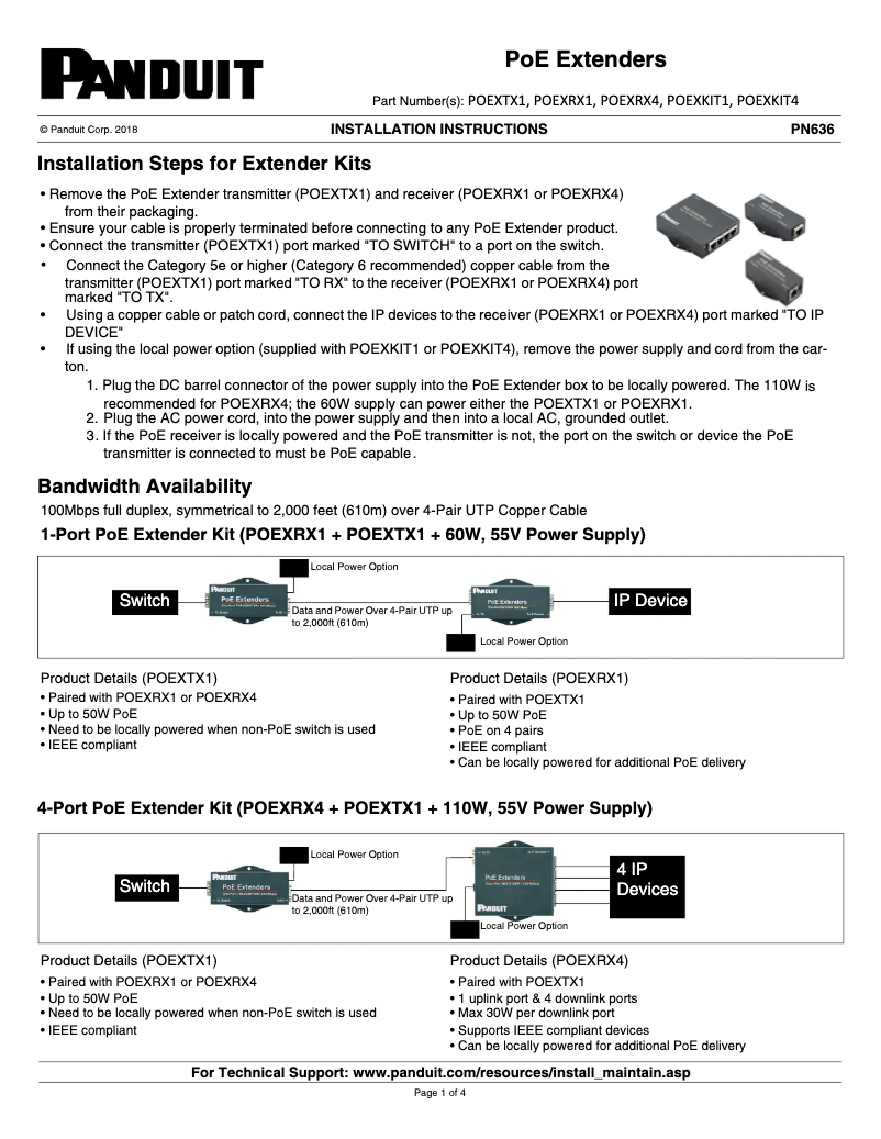 Imagen de la primera página del manual del dispositivo POEXRX4