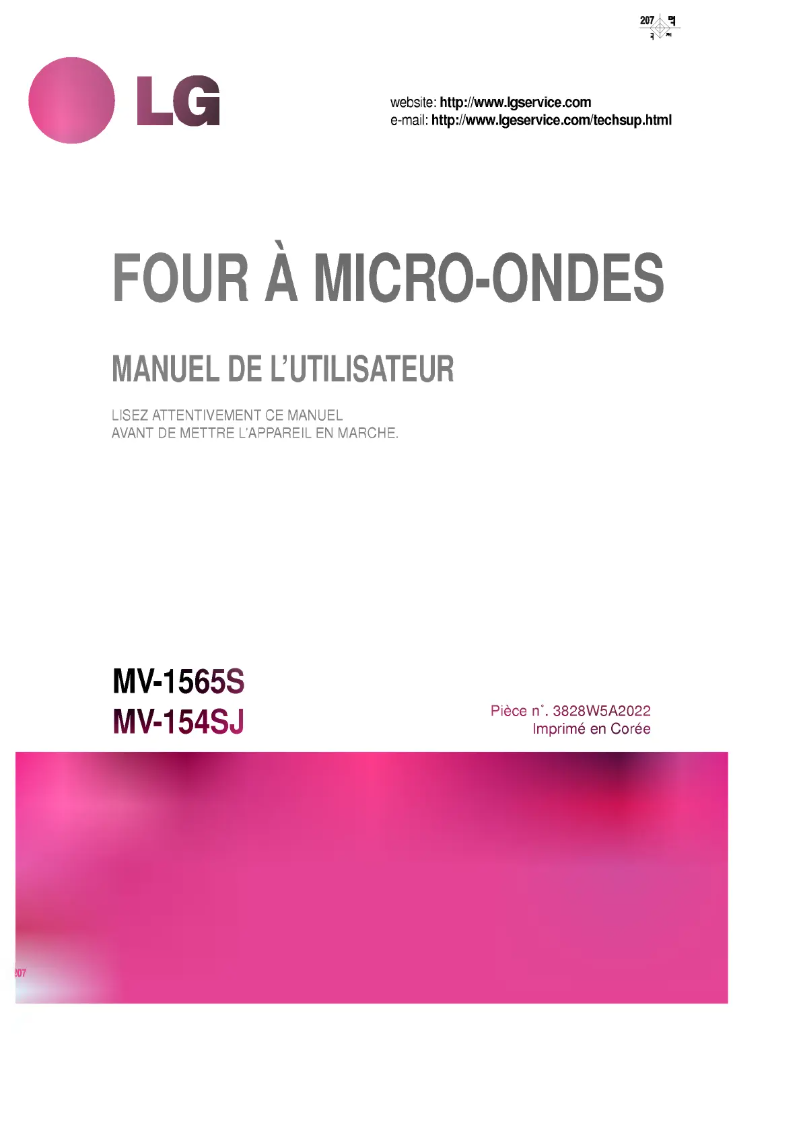 Image de la première page du manuel de l'appareil MV-154SJ