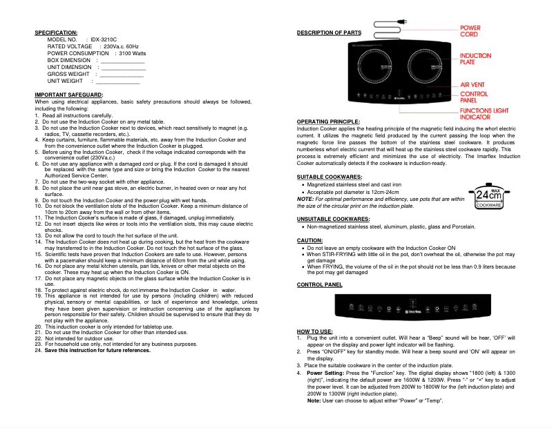 Image de la première page du manuel de l'appareil IDX-3210C