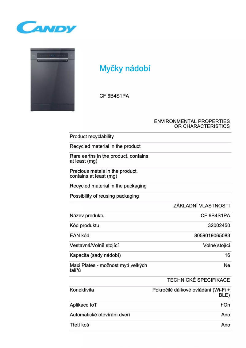 Image de la première page du manuel de l'appareil CF 6B4S1PA