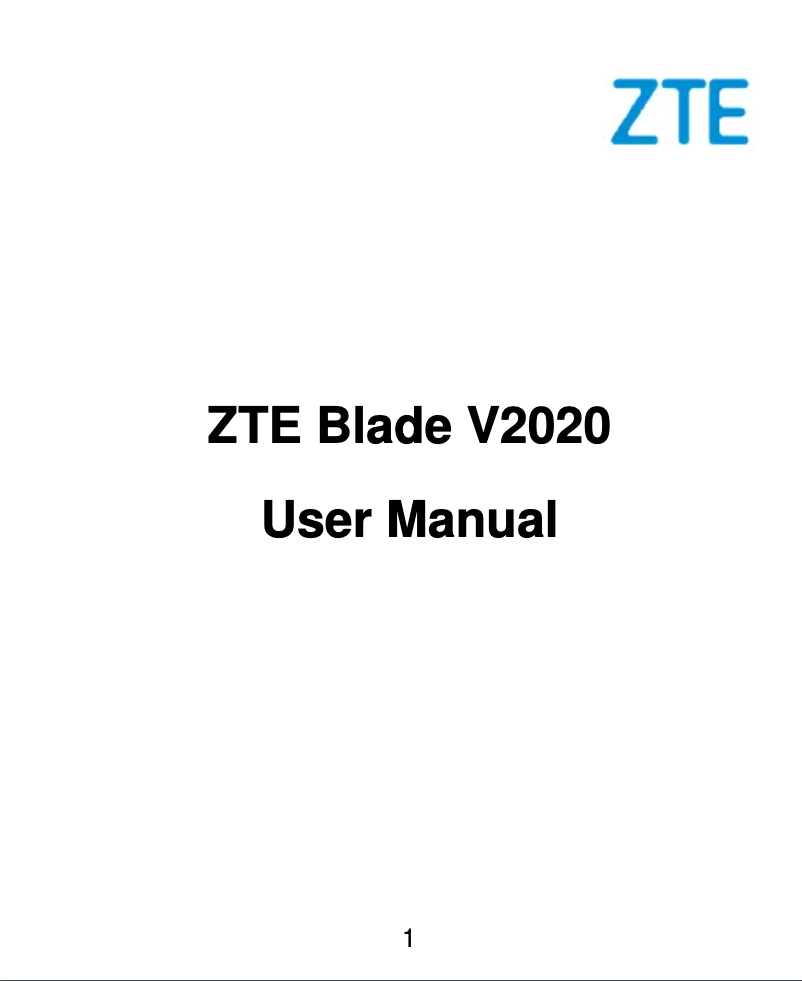 Page 1 de la notice Manuel utilisateur ZTE Blade V2020