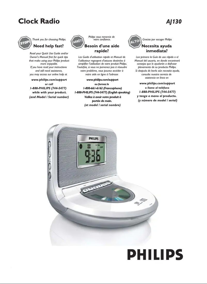 Page 1 de la notice Manuel utilisateur Philips AJ130