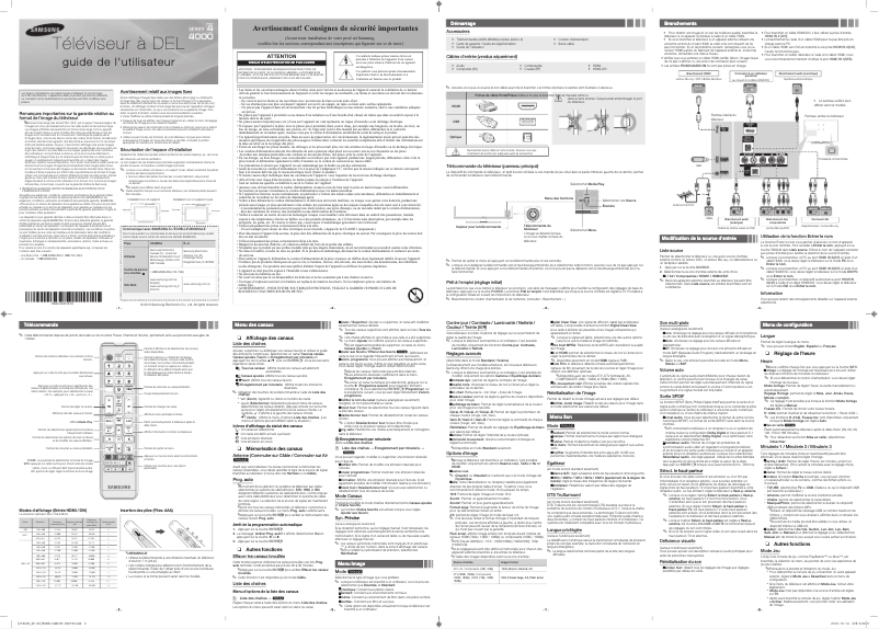 Page 1 de la notice Manuel utilisateur Samsung UN32F4000AF