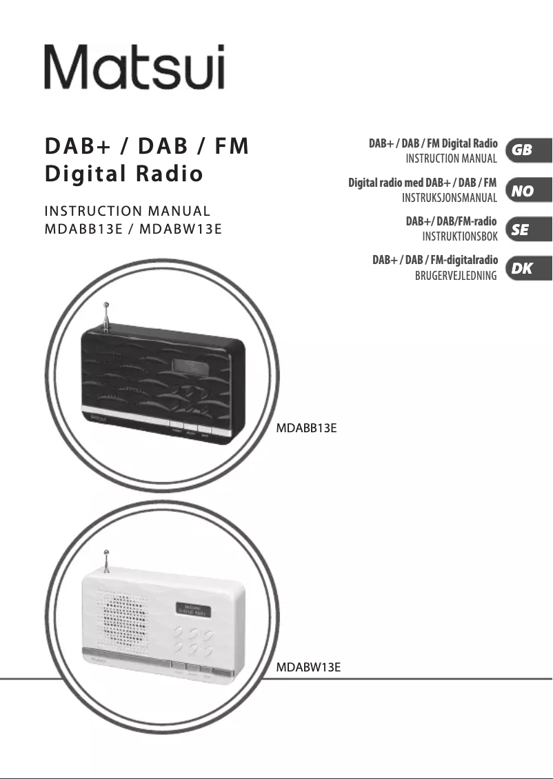 Image de la première page du manuel de l'appareil MDABW13E