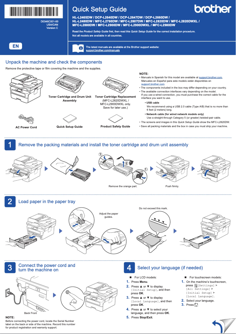Page n°1 - Manuel utilisateur Brother MFC-L2980DW