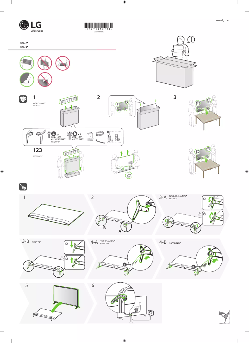 Image de la première page du manuel de l'appareil 49UN7350PPD