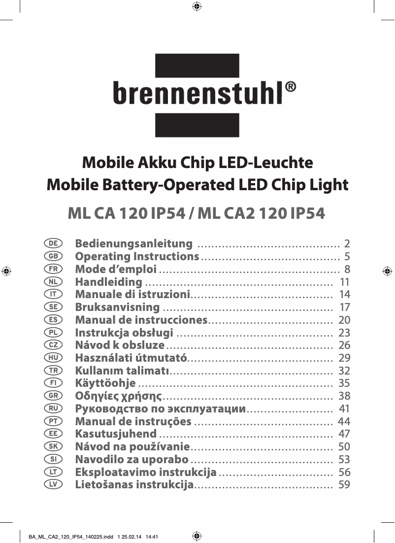 Page 1 de la notice Manuel utilisateur Brennenstuhl 1171260202
