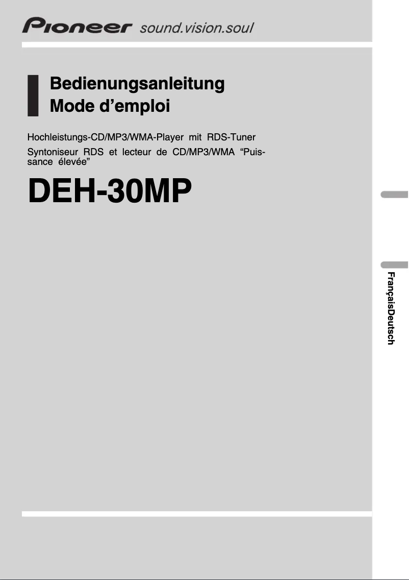 Page 1 de la notice Manuel utilisateur Pioneer DEH-30MP