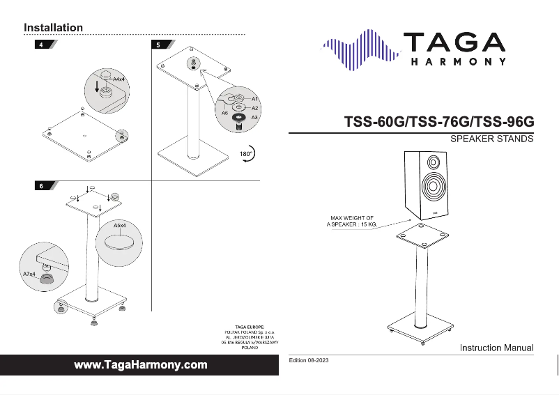 Page 1 de la notice Manuel utilisateur Taga Harmony TSS-76G