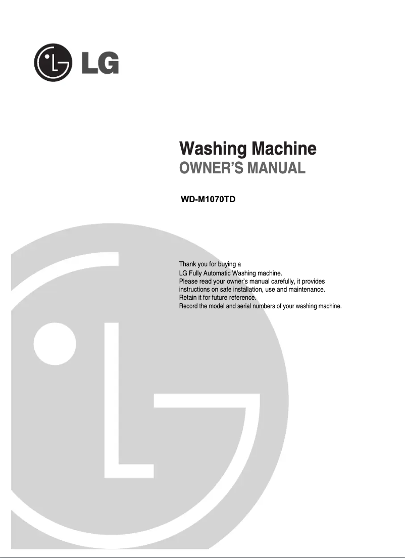Page 1 de la notice Manuel utilisateur LG F8056QD