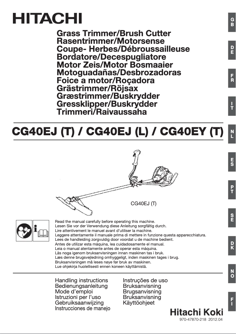 Page 1 de la notice Manuel utilisateur Hitachi CG 40EJ