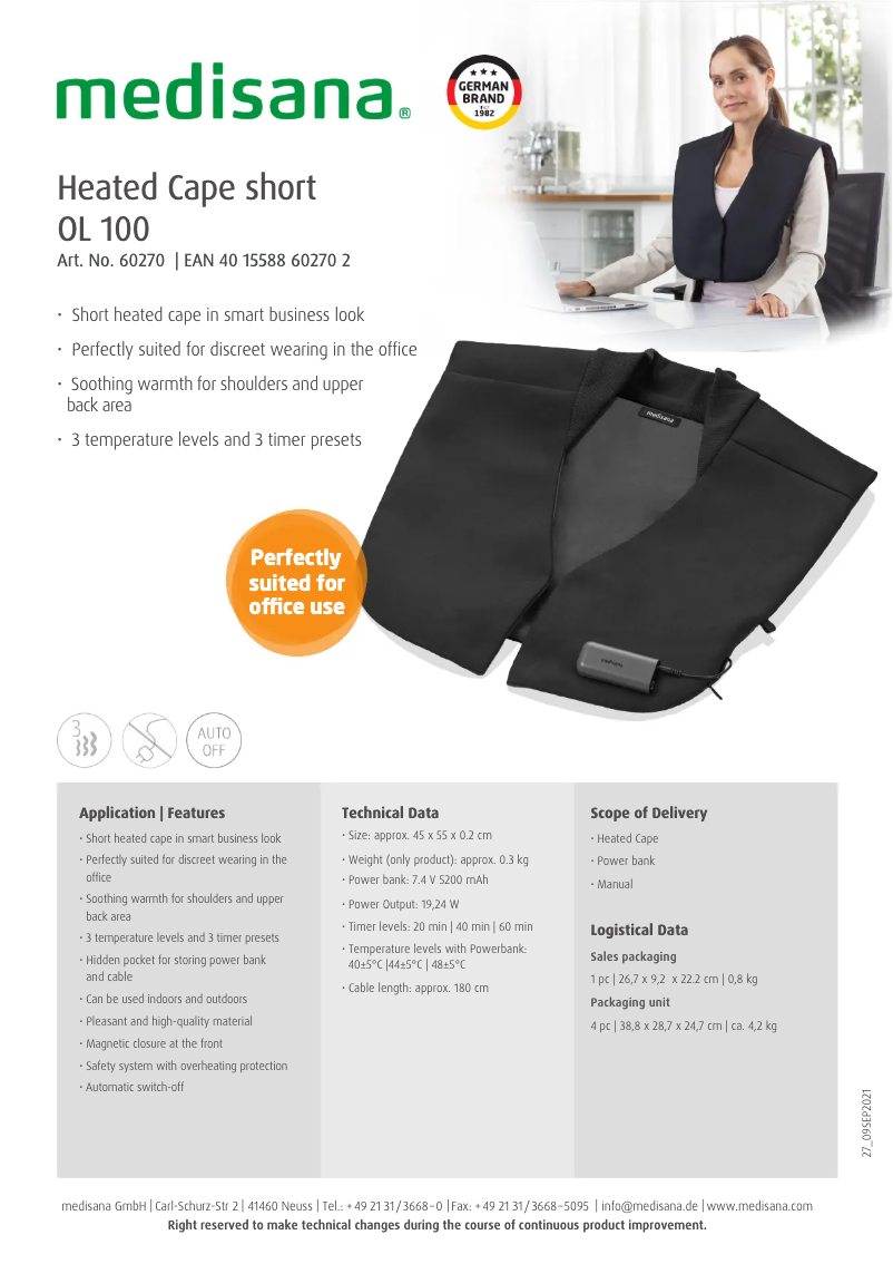 Page 1 of the manual User Manual Medisana OL 100