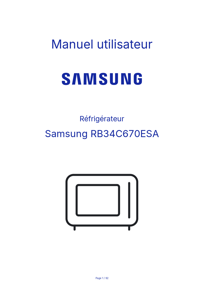 Page n°1 - Manuel utilisateur Samsung RB34C670ESA