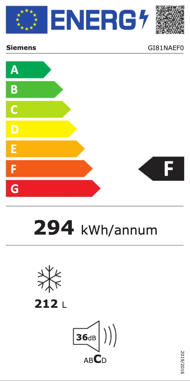 Page n°1 - Label énergétique Siemens GI81NAEF0