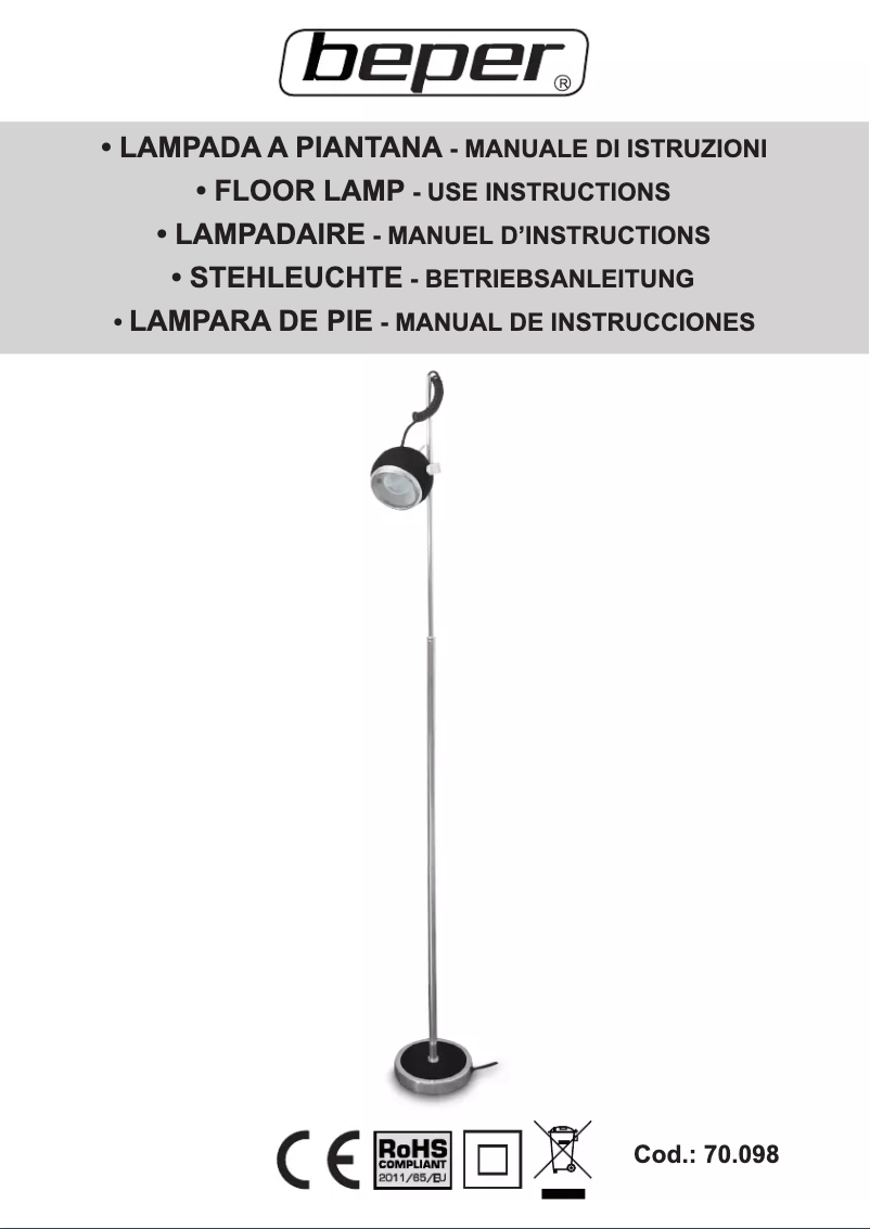 Page 1 de la notice Manuel utilisateur Beper 70.098