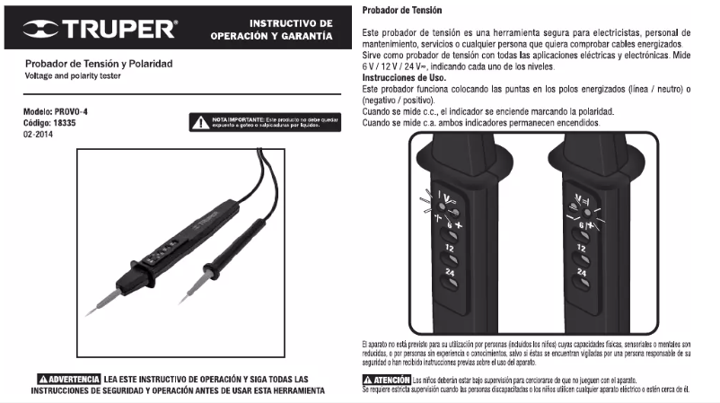 Page n°1 - Manuel utilisateur Truper PROVO-4