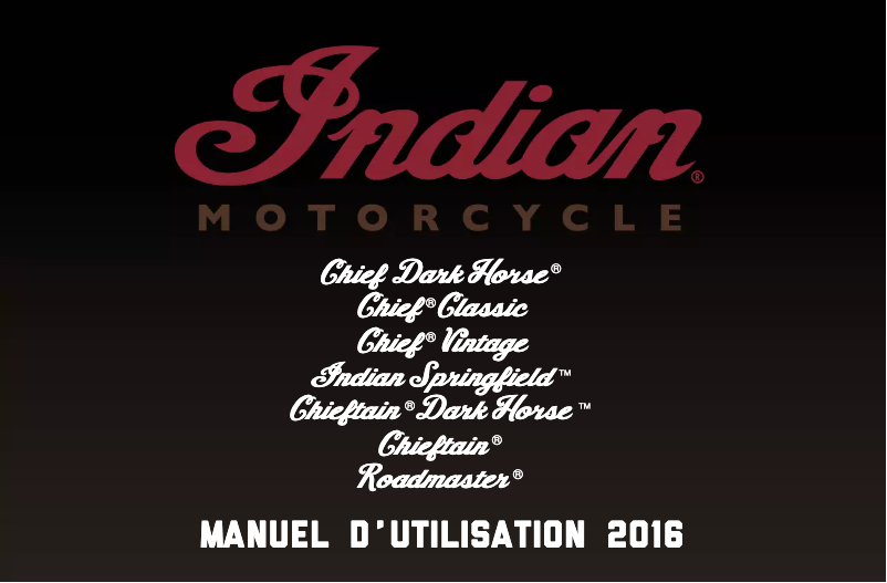 Page 1 de la notice Manuel utilisateur Indian Scout (2016)