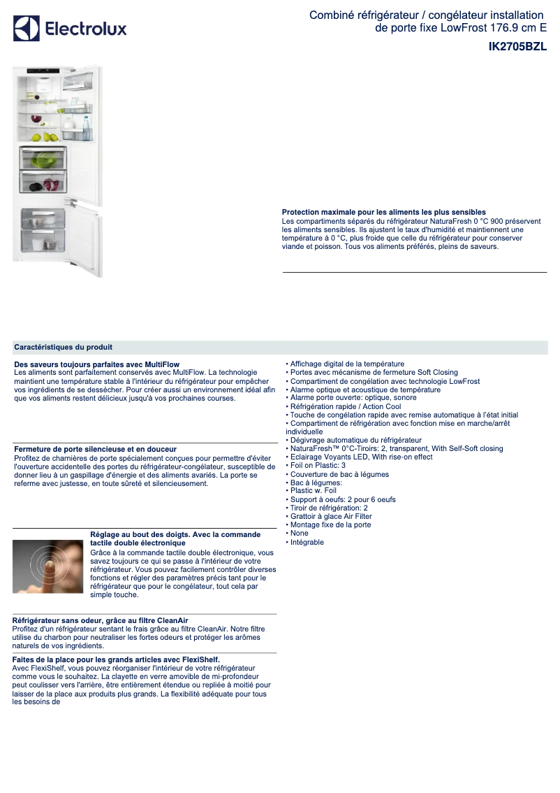 Page n°1 - Fiche technique Electrolux IK2705BZL