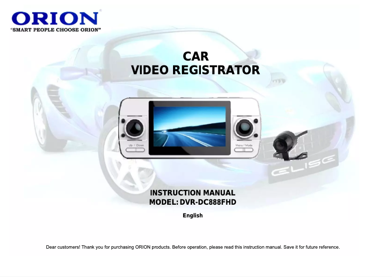 Page n°1 - Manuel utilisateur Orion DVR-DC888FHD