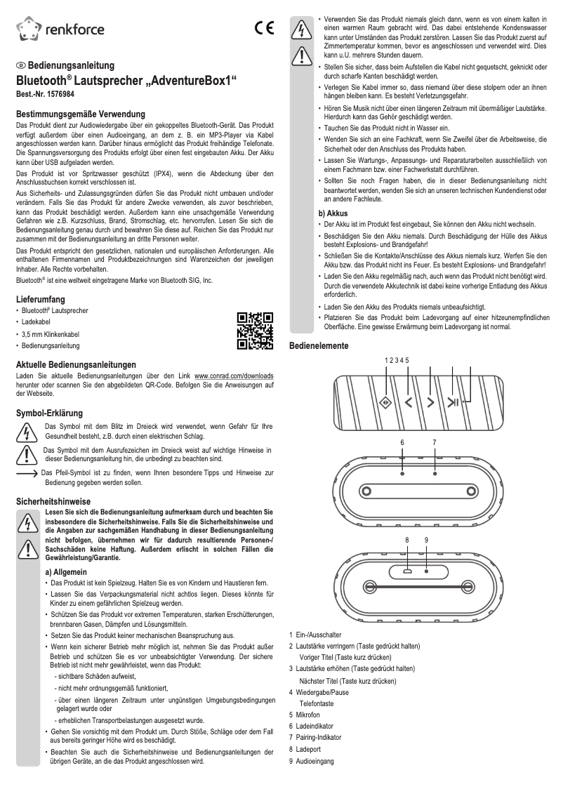 Página 1 del manual Manual de usuario Renkforce AdventureBox1