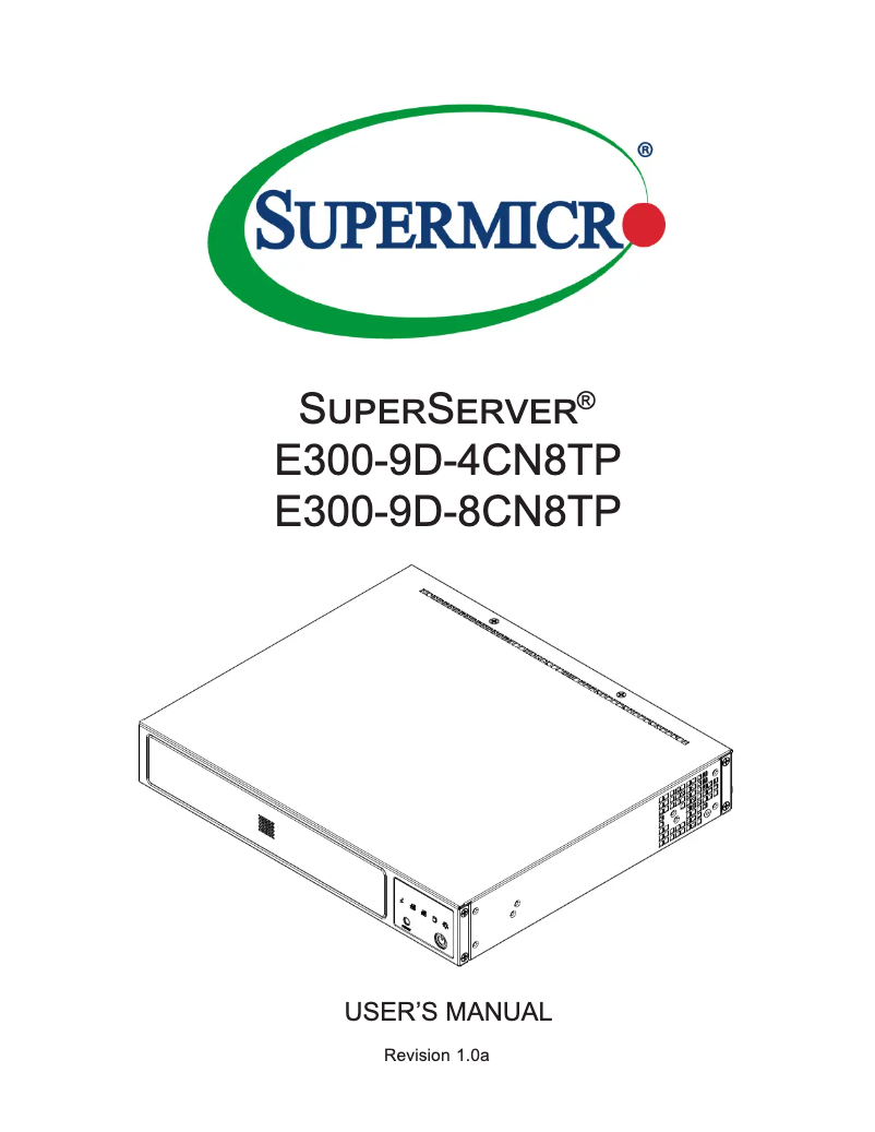 Page 1 de la notice Manuel utilisateur Supermicro SuperServer E300-9D-4CN8TP