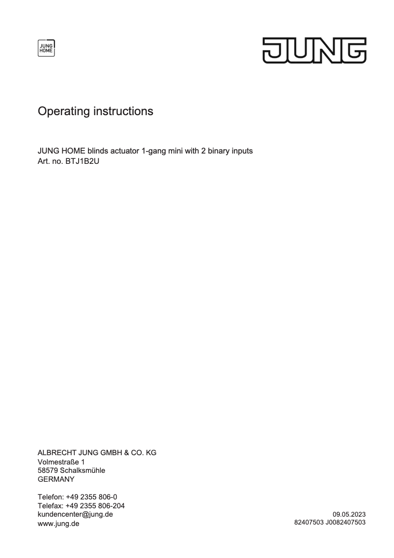 Image de la première page du manuel de l'appareil BTJ1B2U